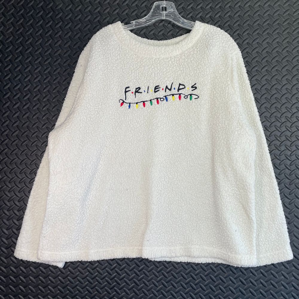 Friends TV Show Christmas Pajama Top Ivory White Women's XL‎ Fluffy Soft